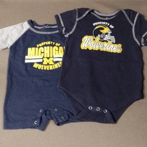 2 Michigan onesie outfits - now and later